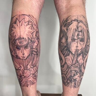 Grafik Tattoo München — Naruto und Sasuke Motiv — Kisha