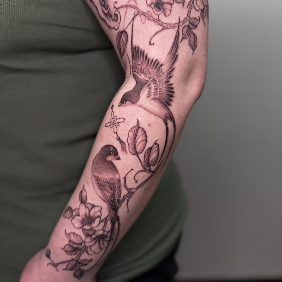 Grafik Vögel Tattoo München — Kisha